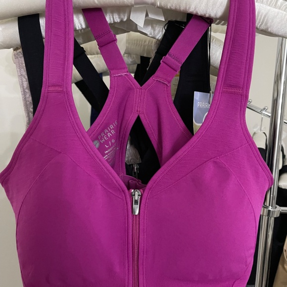 Prairie Wear HUGGER LUMA Women XL 42-44 Pink Nylon Stretch Compression Zip Bra - Picture 4 of 12